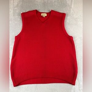 Eddie Bauer Mens Red Sleeveless V-Neck Sweater Vest Size Medium